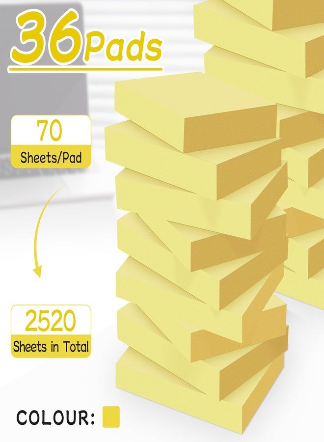 TKTB Mini Sticky Notes 1.5x2 in, 36 Pad Yellow Strong Adhesive Post, Suitable for School, Home, Office, Clean Removal - Image 3