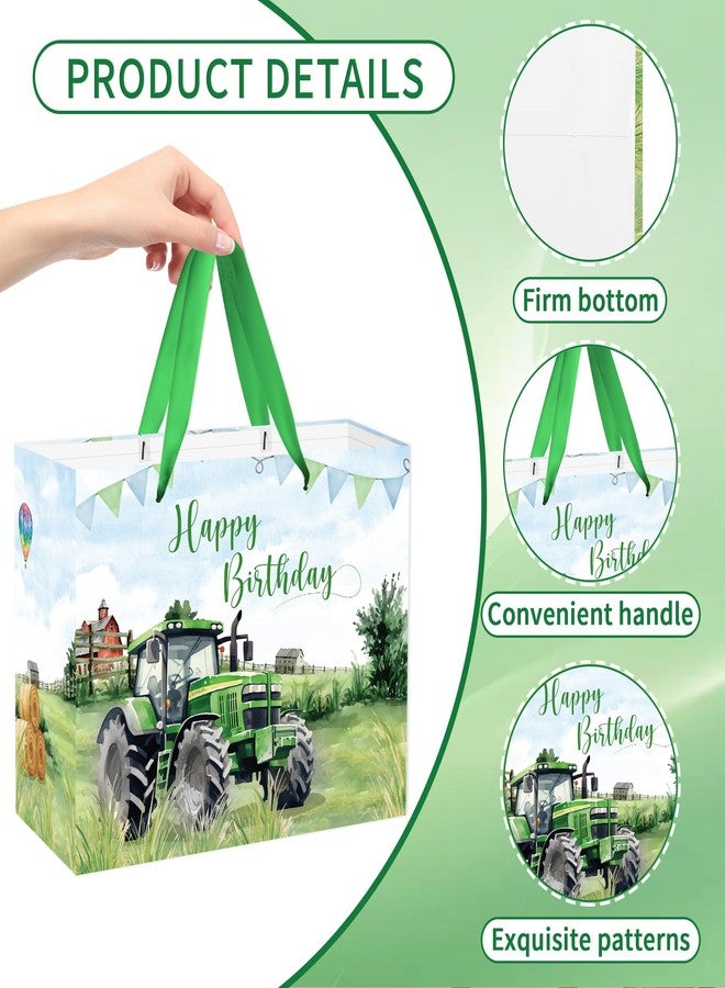 EoBeCy Tractor Birthday Gift Bags with Handles, Tissue Papers and Card, Farm Themed Wrapping Paper for Baby Boys Kids Men Birthday Party Decorations - Image 4