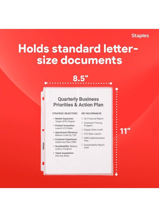 Staples Top Loading 2.4 Mil Clear Sheet Protectors, 200 Count. - Image 3