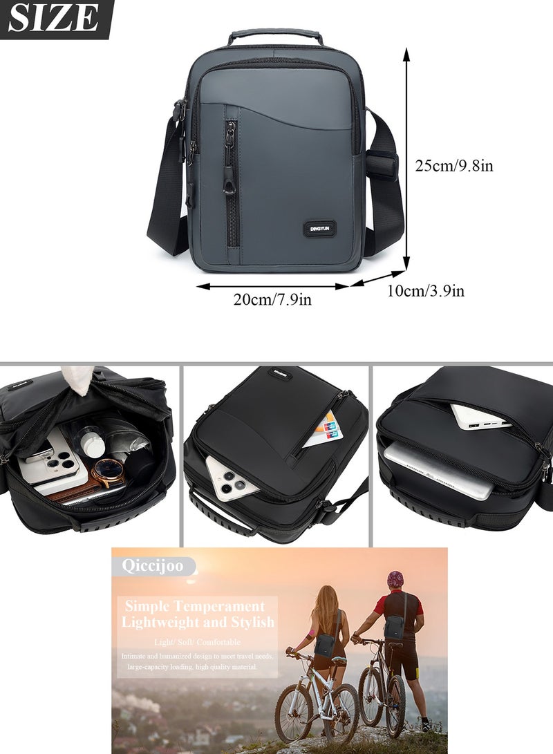 Qiccijoo Small Crossbody Bag Messenger Bag for Men and Women Mini Shoulder Bag Sling Bag Travel Bag for Business Office School Satchel Bags Small Carry Bags Purse(Grey) - Image 3