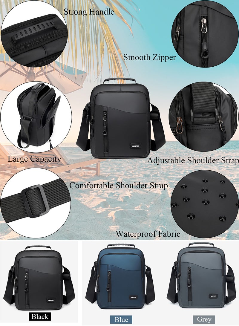 Qiccijoo Small Crossbody Bag Messenger Bag for Men and Women Mini Shoulder Bag Sling Bag Travel Bag for Business Office School Satchel Bags Small Carry Bags Purse(Grey) - Image 5