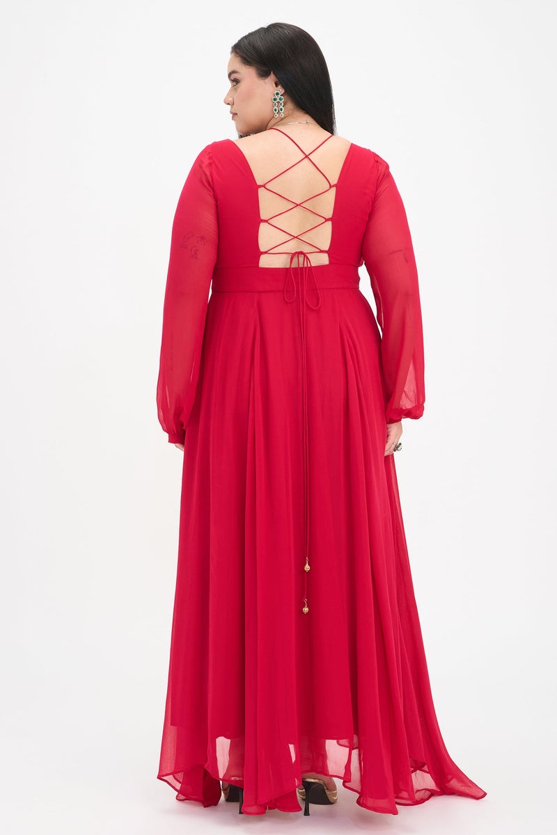 Virgio Solid Viscose Fit And Flare Maxi Plus Size Dress for Women - Image 4