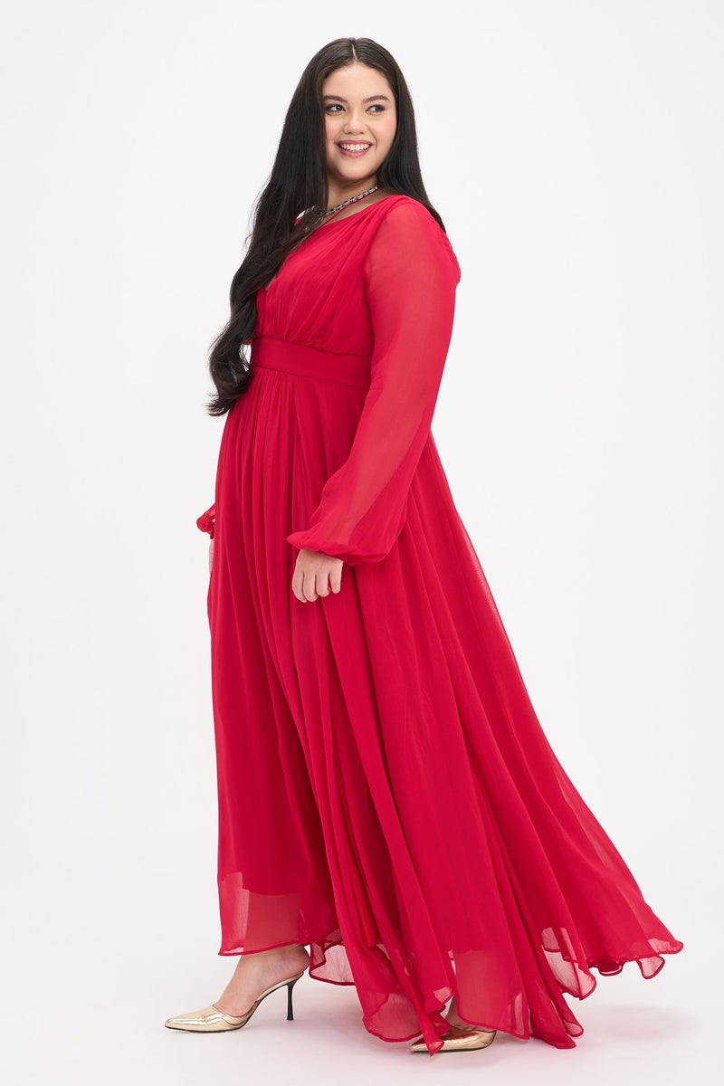 Virgio Solid Viscose Fit And Flare Maxi Plus Size Dress for Women - Image 3