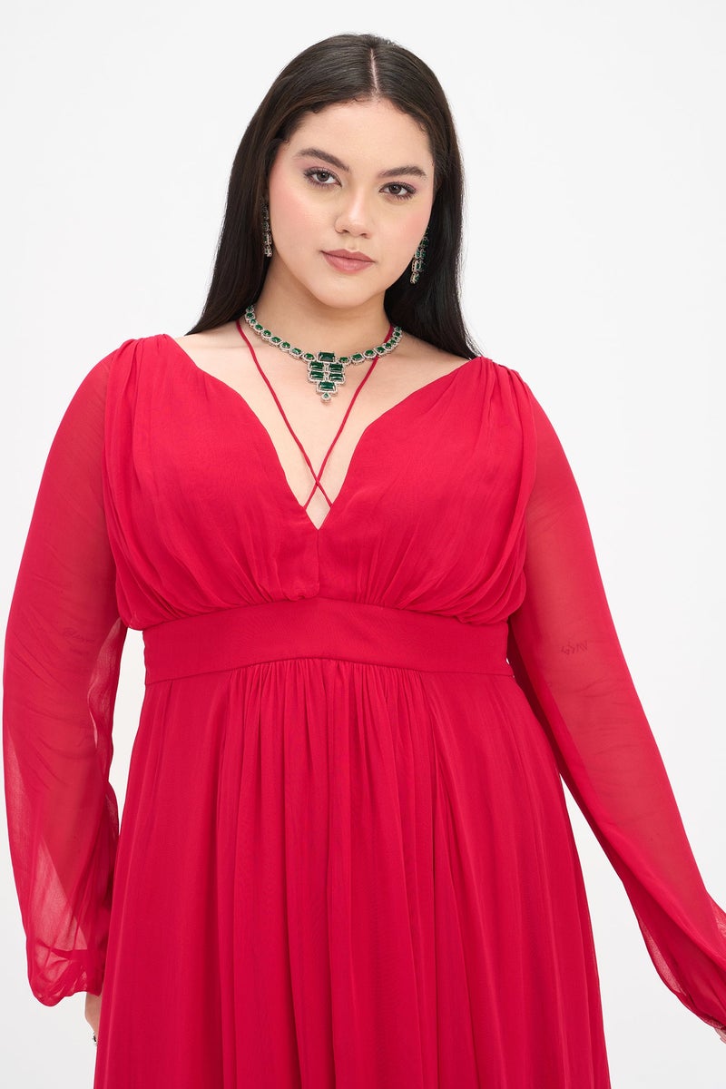 Virgio Solid Viscose Fit And Flare Maxi Plus Size Dress for Women - Image 5