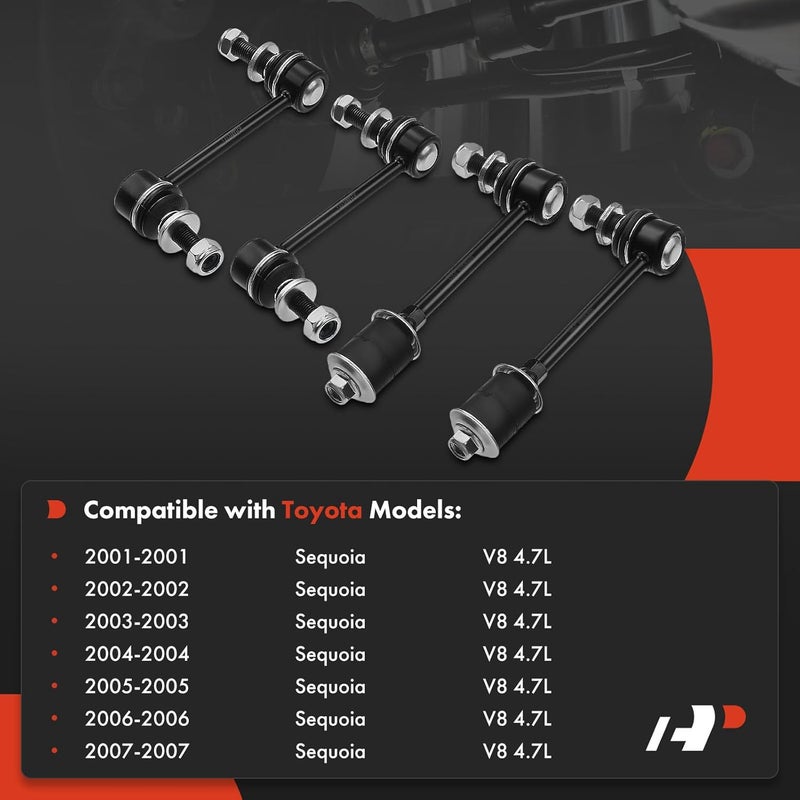 A-Premium 4Pcs Front Rear Sway Bar Link Stabilizer Link Kit Compatible with Toyota Sequoia 2001-2007 4.7L - Image 2