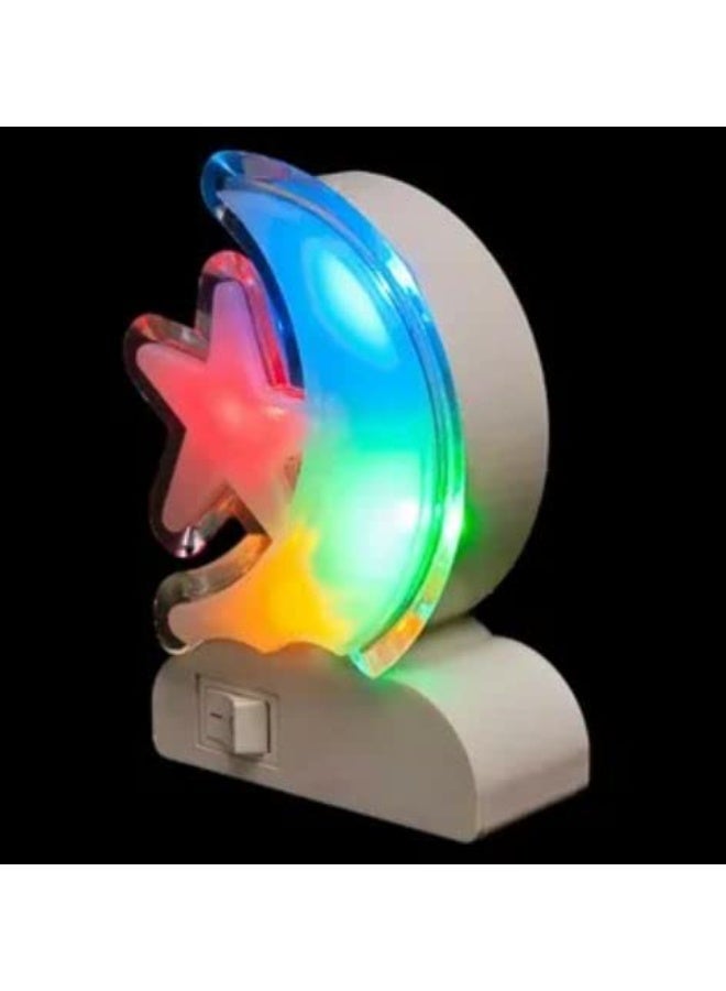 Crescent and star shaped wall lamp - Color-changing LED night light for children's rooms and bedrooms