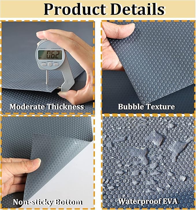 Clairs EVA 10 Meter AntiSlip Mat for Fridge Kitchen Drawer Shelf Liner 1000cm x 45cm Thick 15mm Waterproof NonToxic CuttoSize Durable EasytoClean Grey 10 Meter - Image 2
