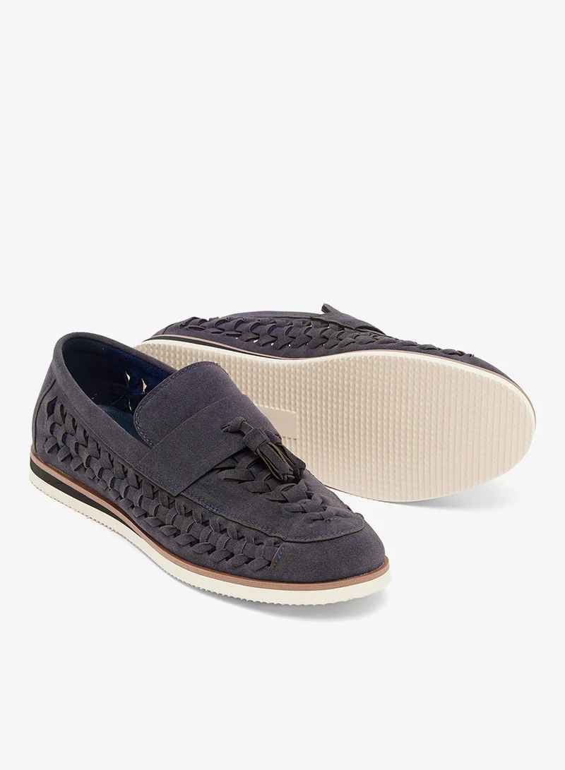 Robert Wood Tassel Detail Suede Casual Slip Ons