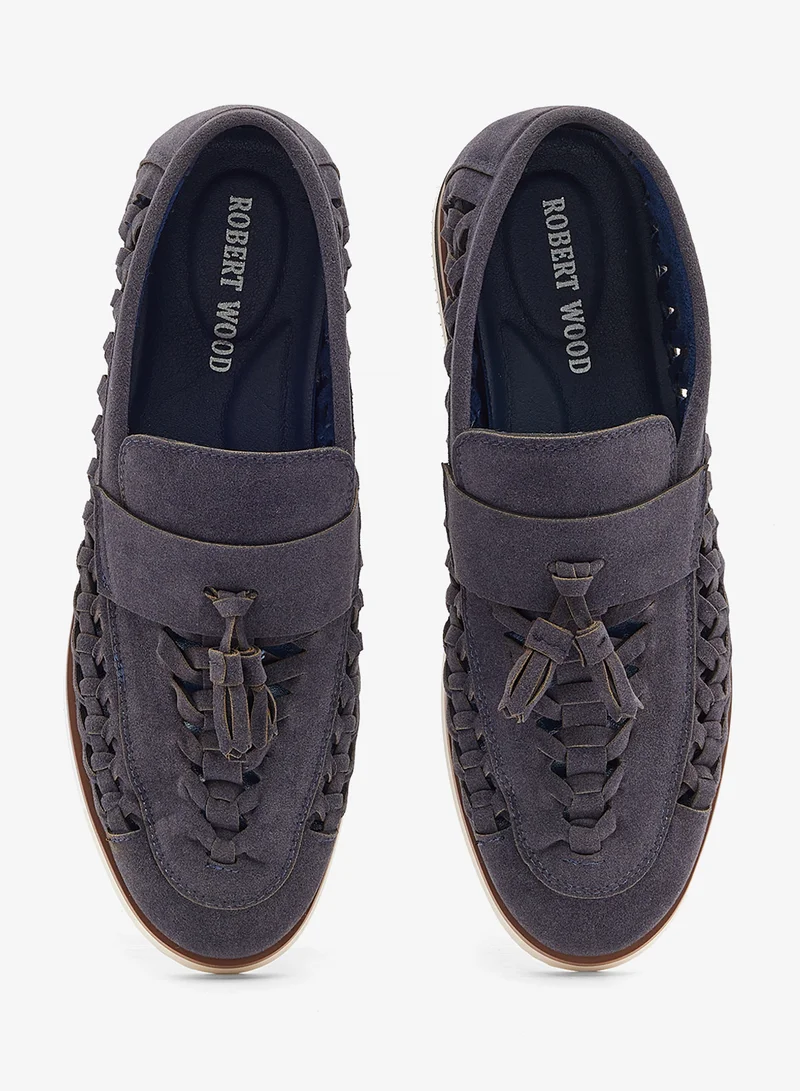Robert Wood Tassel Detail Suede Casual Slip Ons