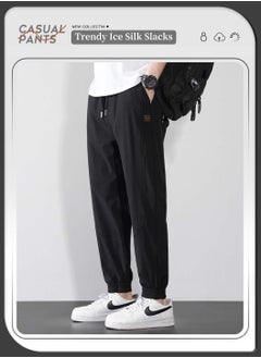 Moovant Men's Trousers, Casual Pants, Jogger Running Ankle Length Thin Quick Drying Ice Silk Pants, Stretch Sweatpants, Pantalones Hombre Bottoms  - Image 3
