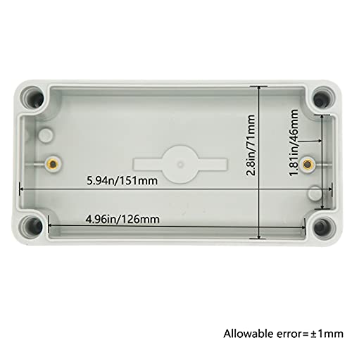 Zulkit Junction Box ABS Plastic Dustproof Waterproof IP67 Junction Boxes Universal Electrical Project Enclosure DIY Electronic Project Box Grey 6.30 x 3.15 x 2.17 inch (160 x 80 x 55 mm) - Image 4