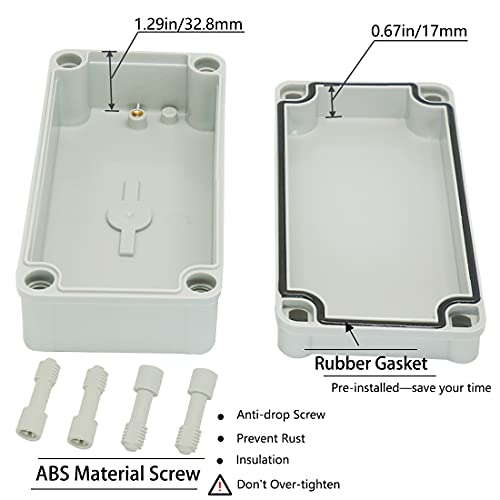 Zulkit Junction Box ABS Plastic Dustproof Waterproof IP67 Junction Boxes Universal Electrical Project Enclosure DIY Electronic Project Box Grey 6.30 x 3.15 x 2.17 inch (160 x 80 x 55 mm) - Image 3