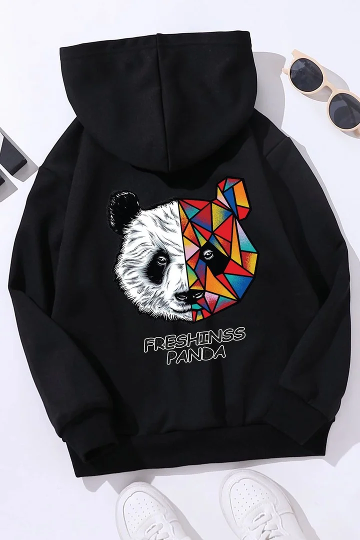 ONLYTRENDWEAR Kids Panda Back Printed Sweatshirt 3-4 Years Old Black