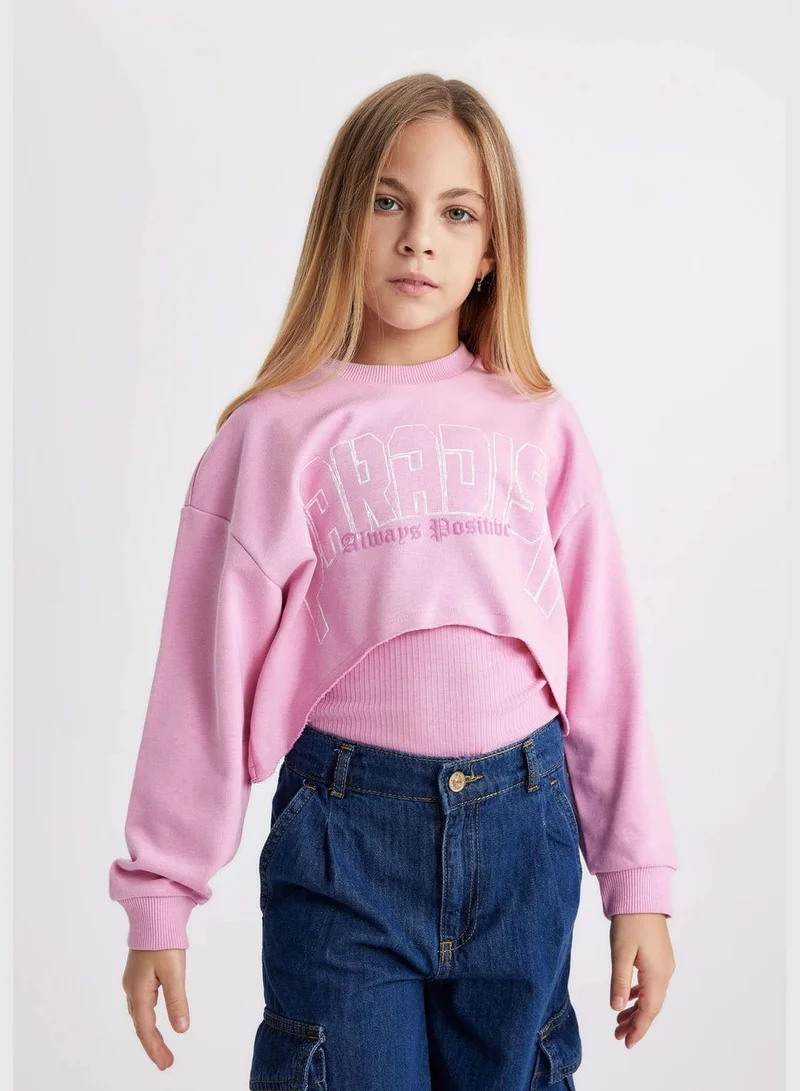DeFacto Girl Crew Neck Long Sleeve Knitted Sweatshirt