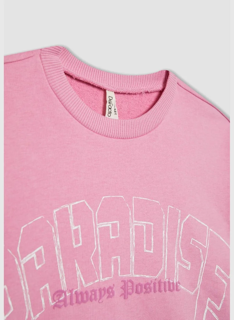 DeFacto Girl Crew Neck Long Sleeve Knitted Sweatshirt