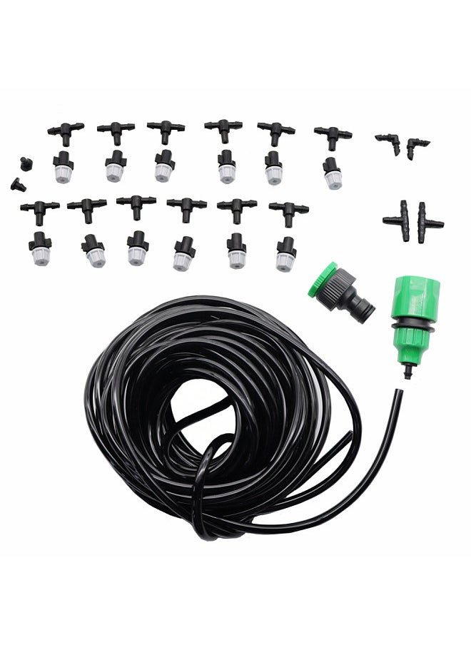 Generic 10m Small Size Garden Lawn Outdoors Irrigation Plastic Sprayer Nozzles Suits Spray Cooling Atomization Sprinkler Nozzle Tool Combination Suit with 4/7mm Tee and Connector  - Image 1