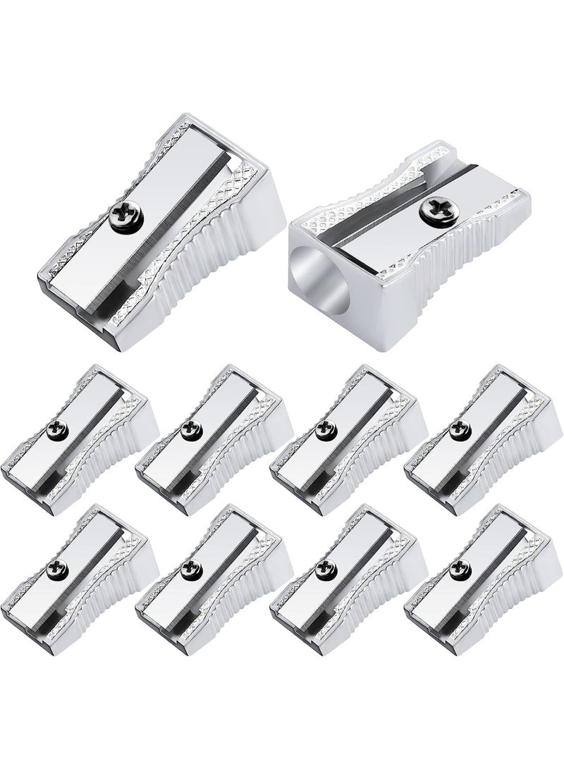 10 Pcs Pencil Sharpener, Handheld Metal Pencil Sharpener, Mini Kids Pencil Sharpening, Sliver One Holes, Sharp and Long Lasting, Sharpen Pencils for Adults and Kids Schools Offices Art - Image 1