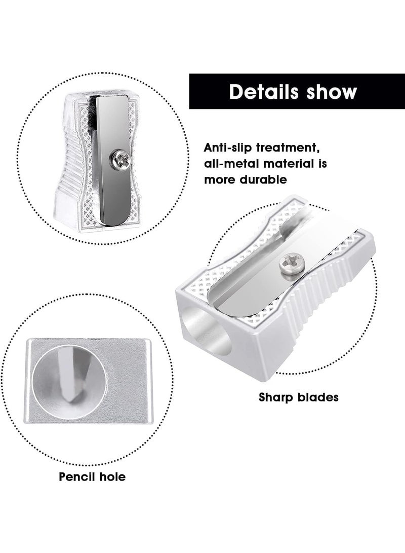 10 Pcs Pencil Sharpener, Handheld Metal Pencil Sharpener, Mini Kids Pencil Sharpening, Sliver One Holes, Sharp and Long Lasting, Sharpen Pencils for Adults and Kids Schools Offices Art - Image 4