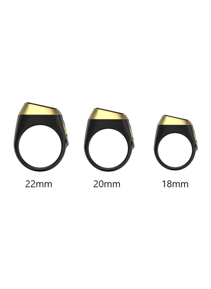 iQIBLA Zikr Ring Smart Tasbih Tally Counter Ring for Muslims Zikr Digital Tasbeeh 5 Prayer Time Reminder Bluetooth Waterproof plastic material BLACK – 20mm  - Image 4