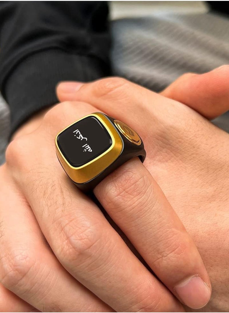 iQIBLA Zikr Ring Smart Tasbih Tally Counter Ring for Muslims Zikr Digital Tasbeeh 5 Prayer Time Reminder Bluetooth Waterproof plastic material BLACK – 20mm  - Image 3