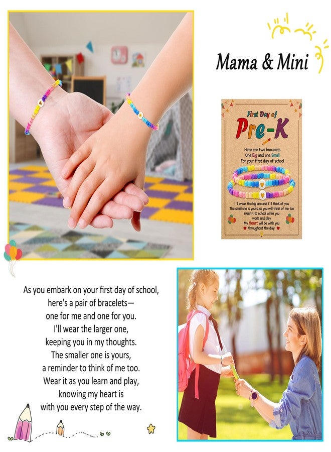 BAYLAY First Day of Preschool Bracelet Gifts - Colorful Heart Beaded Bracelets Mommy and Me Bracelet Back to School Gifts Stuff Supplies Mother and Daughter Bracelets - Image 3