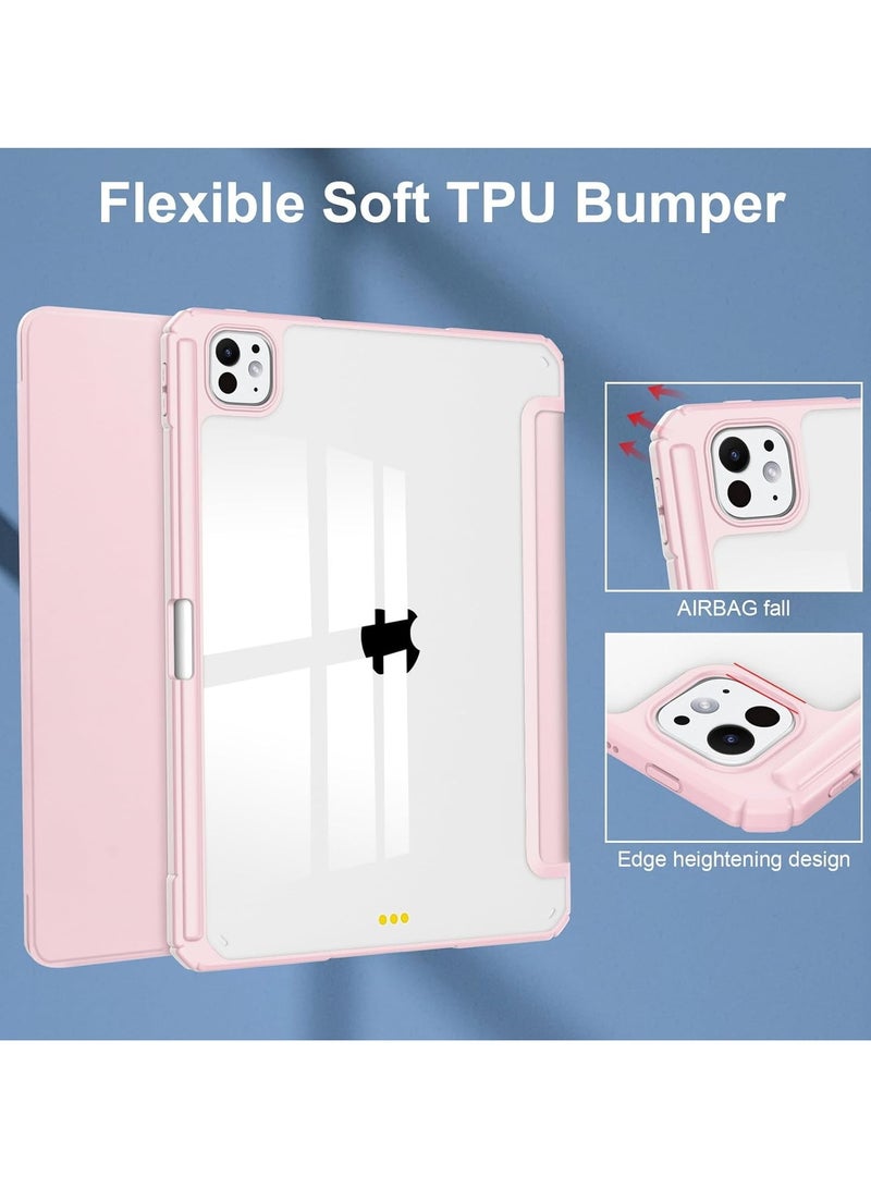 VKL Case for iPad Pro 13 (2024, M4, 7th Generation), Smart Slim Folio Stand Auto Sleep/Wake Cover, with Pencil Slot, Clear Transparent Back Shell for iPad Pro 13 Inch (Pink) - Image 2