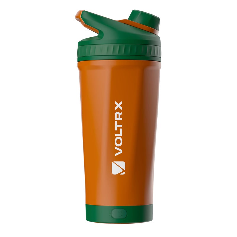 VOLTRX ChillMix Shaker Bottle Insulated Stainless Steel USB C Rechargeable Electric Protein Shake Mixer Shaker Cups for Protein Shakes and Meal Replacement Neon Carrot 16 oz - Image 2