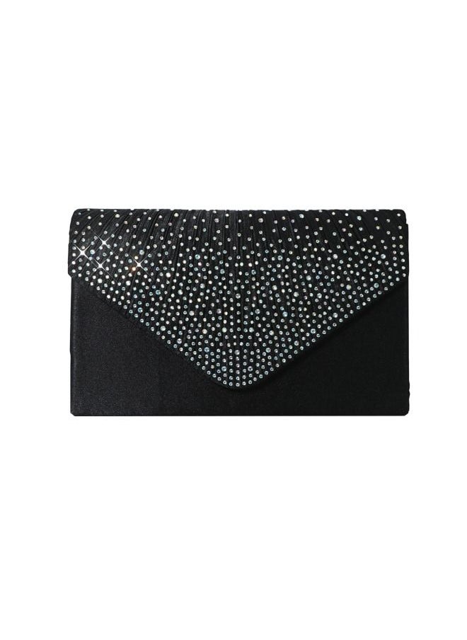 Generic - Ladies Glitter Rhinestone Clutch Bag Evening Bag One Shoulder Dinner Bag Flip Clutch Bag Stylish Crossbody Bag Black - Image 1