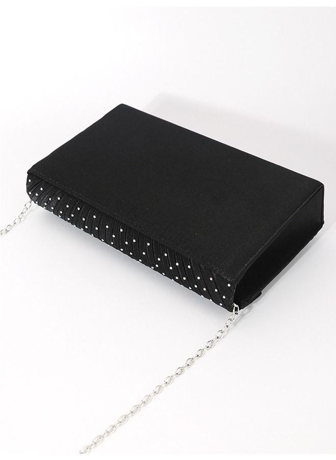 Generic - Ladies Glitter Rhinestone Clutch Bag Evening Bag One Shoulder Dinner Bag Flip Clutch Bag Stylish Crossbody Bag Black - Image 1