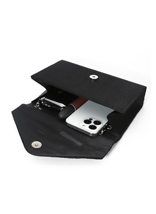 Generic - Ladies Glitter Rhinestone Clutch Bag Evening Bag One Shoulder Dinner Bag Flip Clutch Bag Stylish Crossbody Bag Black - Image 1