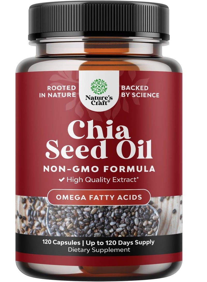 Nature's Craft Chia Seed Oil Extract for Adults Digestive Support Immunity and Heart Health 120 Capsules 4 month supply - Image 1