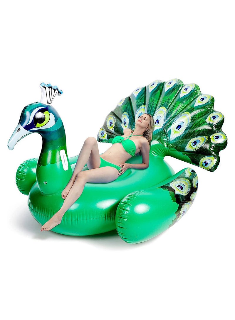 Cool Baby COOLBABY Inflatable Peacock Pool Float Ride on Raft for Swimming Pool Beach Floaties Party Decoration Toys Pool Island Summer Pool Raft Lounge - Image 1