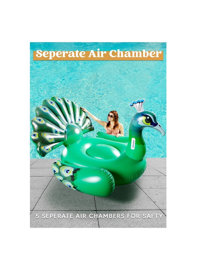 Cool Baby COOLBABY Inflatable Peacock Pool Float Ride on Raft for Swimming Pool Beach Floaties Party Decoration Toys Pool Island Summer Pool Raft Lounge - Image 2