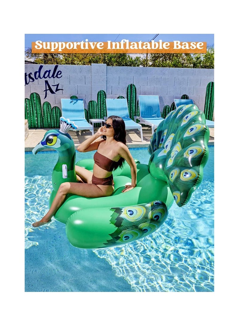 Cool Baby COOLBABY Inflatable Peacock Pool Float Ride on Raft for Swimming Pool Beach Floaties Party Decoration Toys Pool Island Summer Pool Raft Lounge - Image 5