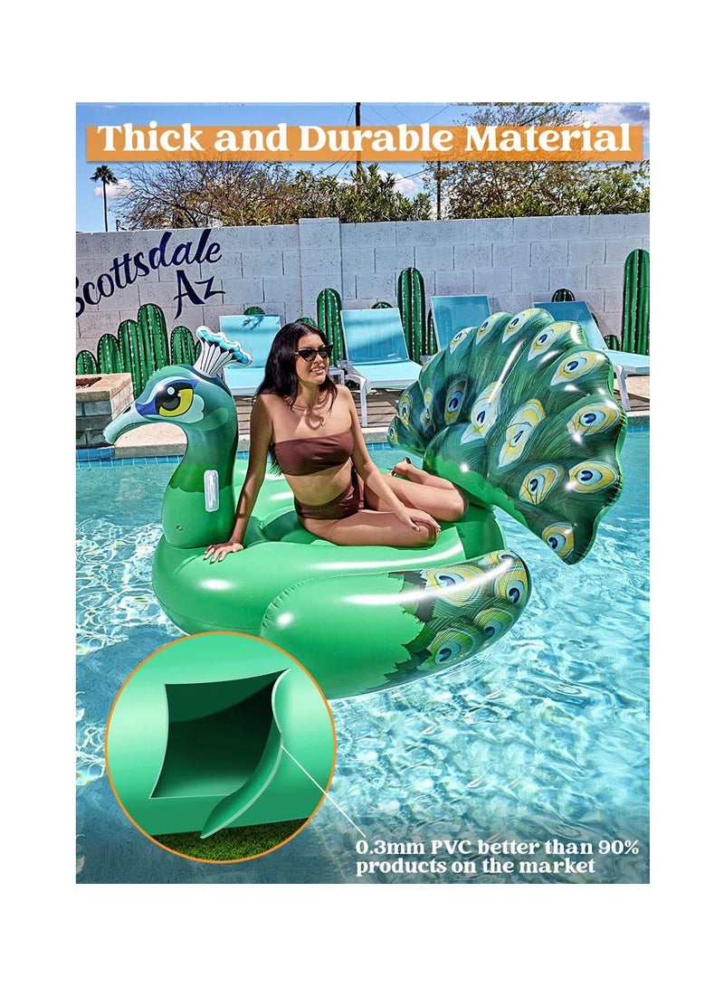 Cool Baby COOLBABY Inflatable Peacock Pool Float Ride on Raft for Swimming Pool Beach Floaties Party Decoration Toys Pool Island Summer Pool Raft Lounge - Image 3
