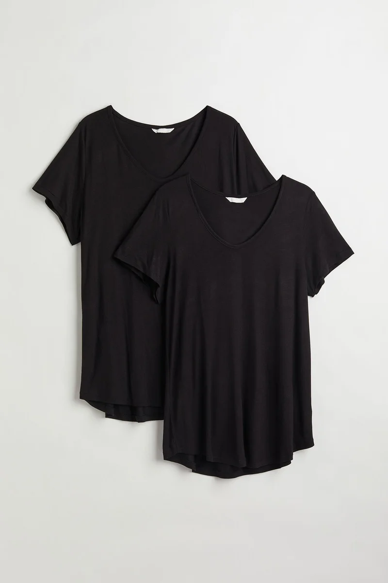 اتش اند ام تي-شيرت H&amp;M+ - عبوة من قطعتين