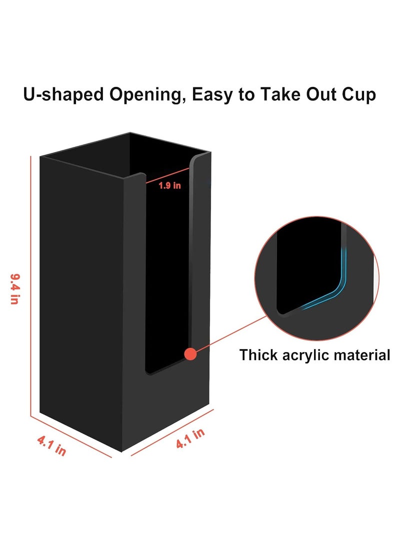 TPGP Coffee Cup Dispenser, Cup and Lid Organizer fits 5 to 16 oz Disposable Paper & Plastic Cups, Acrylic Cup Holder for Table Countertop, Black - Image 2