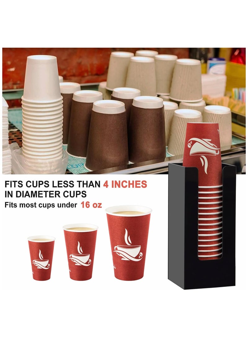 TPGP Coffee Cup Dispenser, Cup and Lid Organizer fits 5 to 16 oz Disposable Paper & Plastic Cups, Acrylic Cup Holder for Table Countertop, Black - Image 3