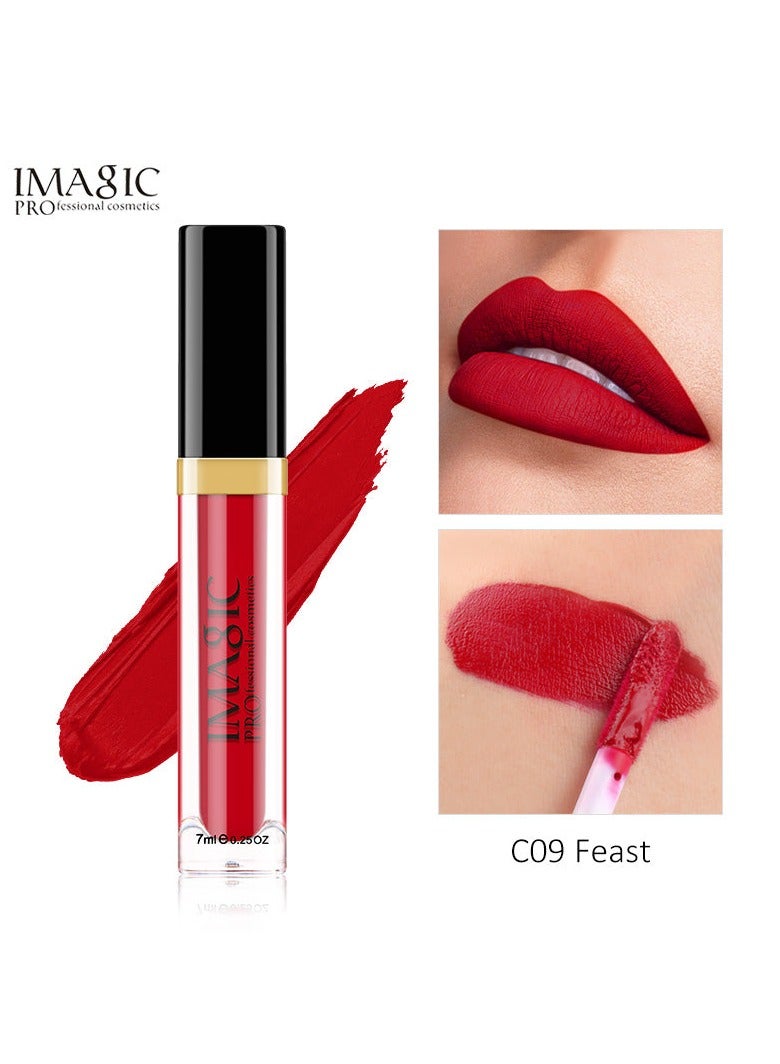 إيماجيك ملمع الشفاه IMAGIC Velvet | 12 لونًا نابضًا بالحياة | تركيبة تدوم طويلاً وذات تصبغ عالي | أداة وضع ناعمة لسهولة الاستخدام (C09 FEAST 7 مل) - Image 1