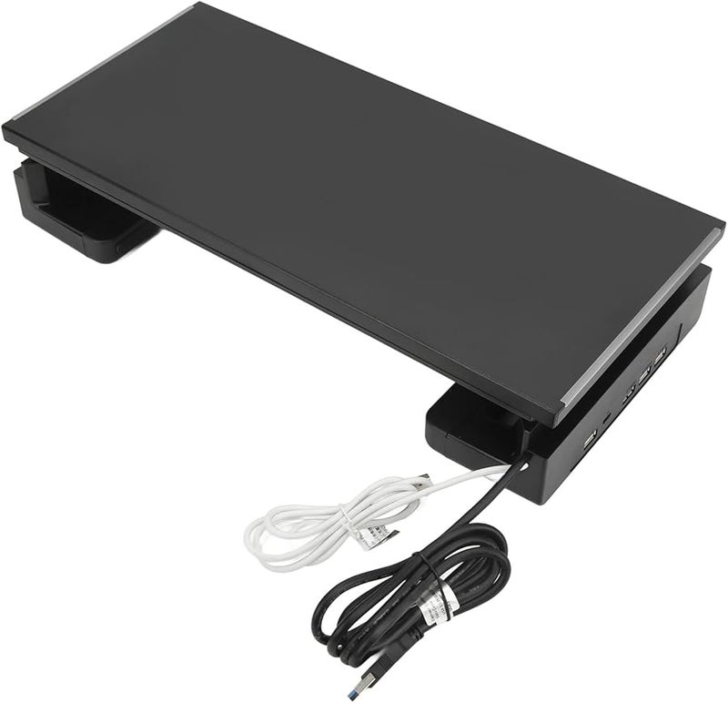 حامل شاشة قابل للتعديل مع صندوق تخزين ومنافذ USB 3.0 وإضاءة RGB مقاس 52x20x8.5 سم منظِّم سطح المكتب - Image 2