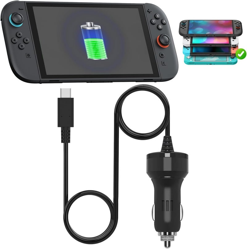 FYOUNG Car Charger Compatible with Switch 2/OLED/1, High Speed Car Charging Adapter Replacement for Switch 2 (6.5 FT USB Type-C Charger Cable) - Image 1