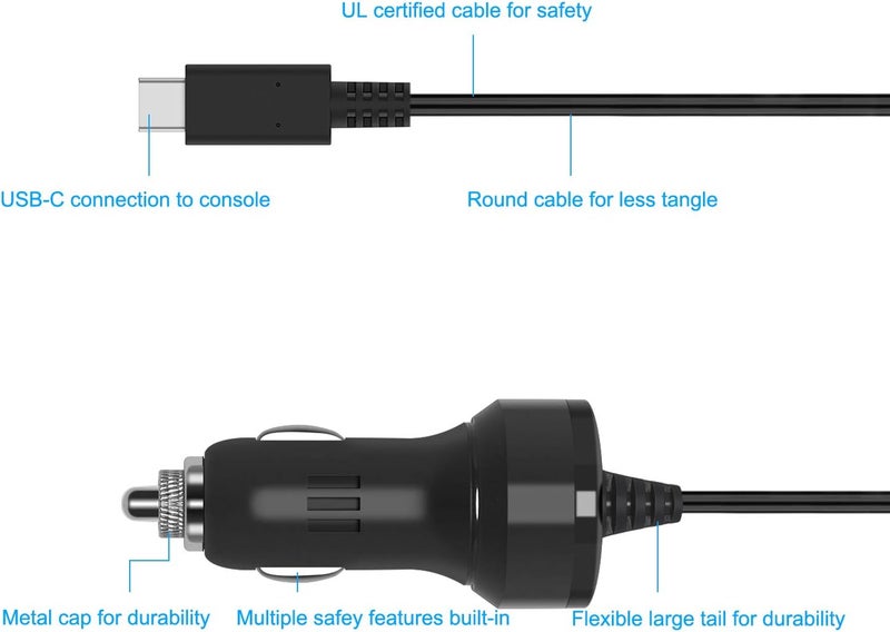 FYOUNG Car Charger Compatible with Switch 2/OLED/1, High Speed Car Charging Adapter Replacement for Switch 2 (6.5 FT USB Type-C Charger Cable) - Image 3