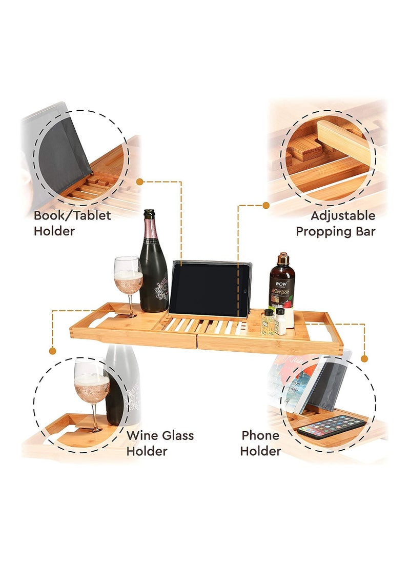 Generic - Premium Bamboo Bathtub Tray Expandable Wood Bath Tray with Book Tablat Holder - Image 1