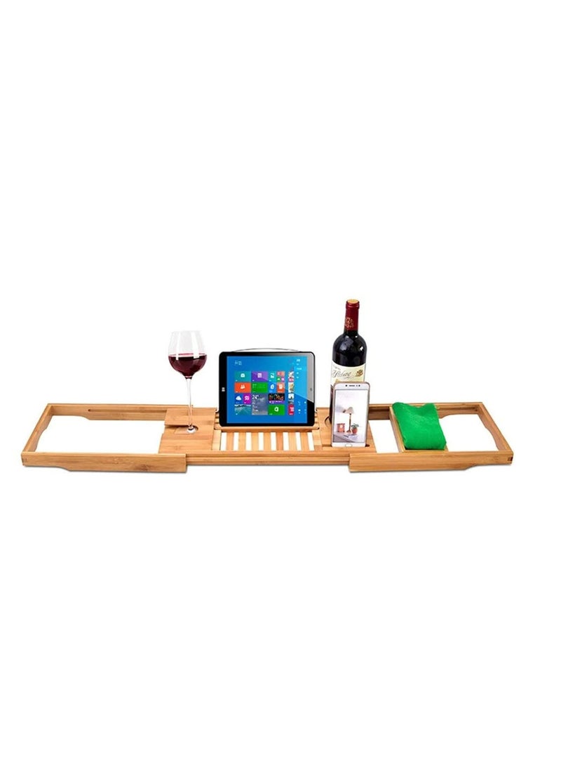 Generic - Premium Bamboo Bathtub Tray Expandable Wood Bath Tray with Book Tablat Holder - Image 1