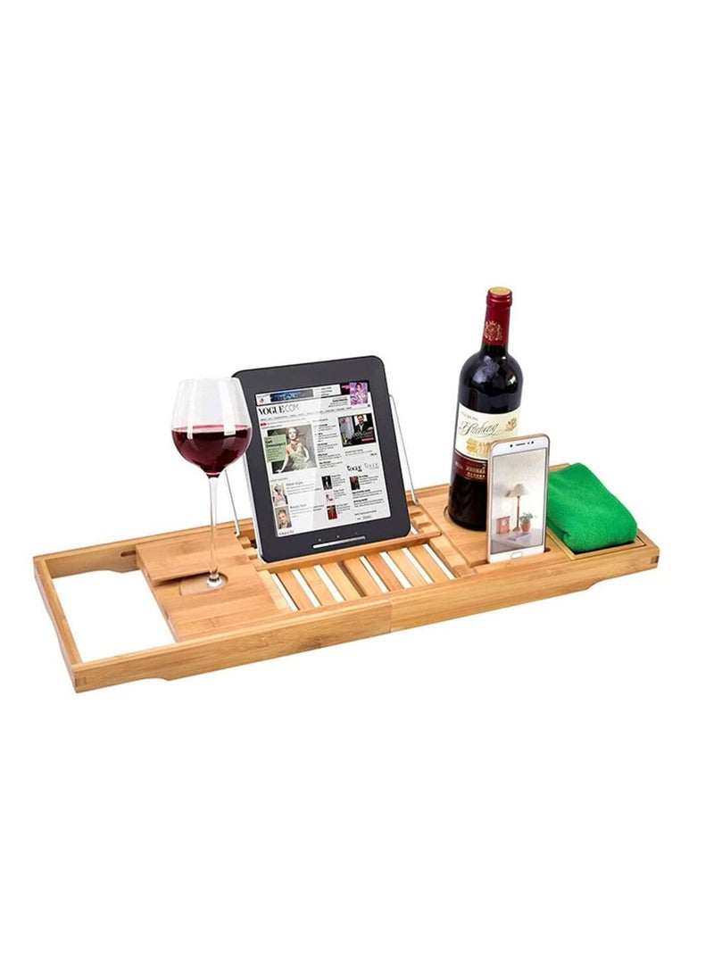 Generic - Premium Bamboo Bathtub Tray Expandable Wood Bath Tray with Book Tablat Holder - Image 1