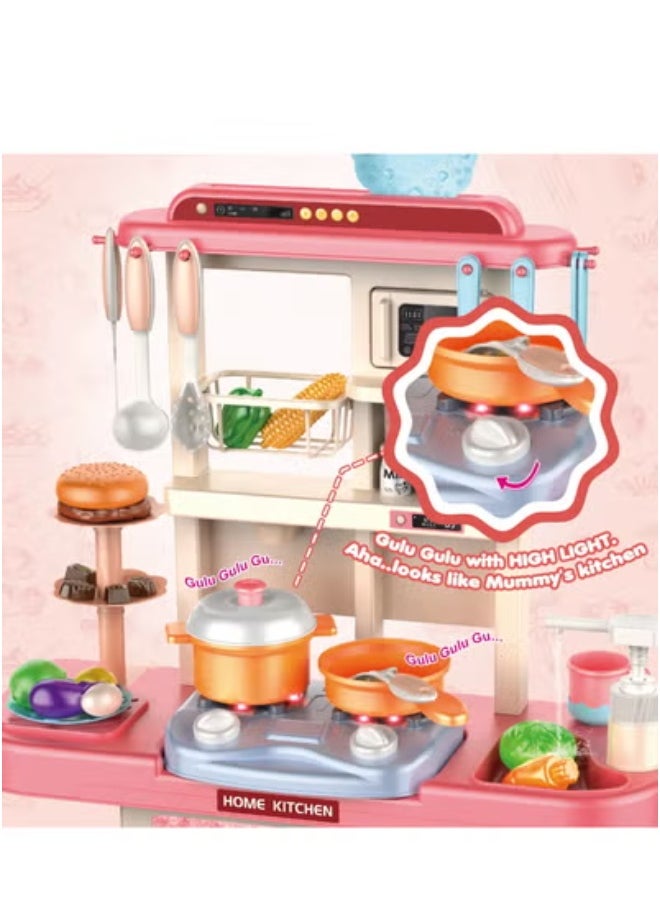 Generic - Kids Kitchen Playset 55 Pieces Including Fridge, Oven, Cutlery, Vegetables, Pretend Play Food & Cooking Set, Kids Playset with Sink, Spray, Light & Sound Realistic Design, Perfect Gift for 3, 4, 5 & 6 Year Olds - Image 1