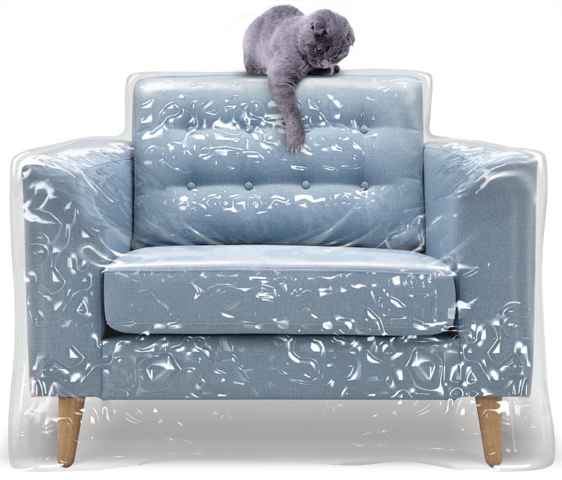 MEMINIM Plastic Recliner Armchair Cover For Pets | Cat Scratching Protector Clawing Deterrent | Heavy Duty Thick Clear Vinyl Chair Slipcover | Waterproof Plastic Furniture Covers For Storage And Moving - Image 5