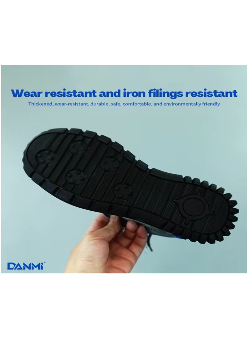 DANMI DANMI Industrial Safety Shoes – Size 42 – Breathable Mesh Lining, Anti-Slip Rubber Sole, Wide Steel Toe Cap, Kevlar Puncture-Resistant Sole – Grey & Blue - Image 5