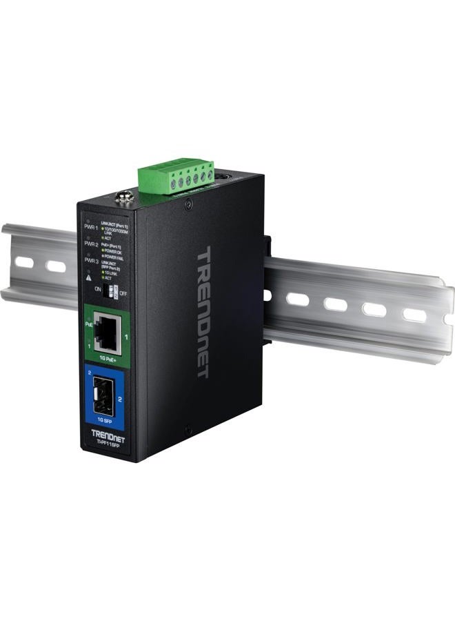 TRENDnet Industrial SFP to Gigabit PoE+ Media Converter 40km (Black) V1.0R Black TI-PF11SFP - Image 3