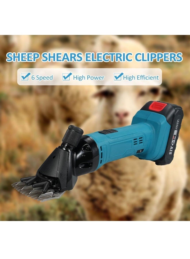Wool Shearing Machine,Electric scissors 9 Tooth 6 Speed Adjustable Lithium-ion Wool Shears Set For Shearing Animals - Image 3